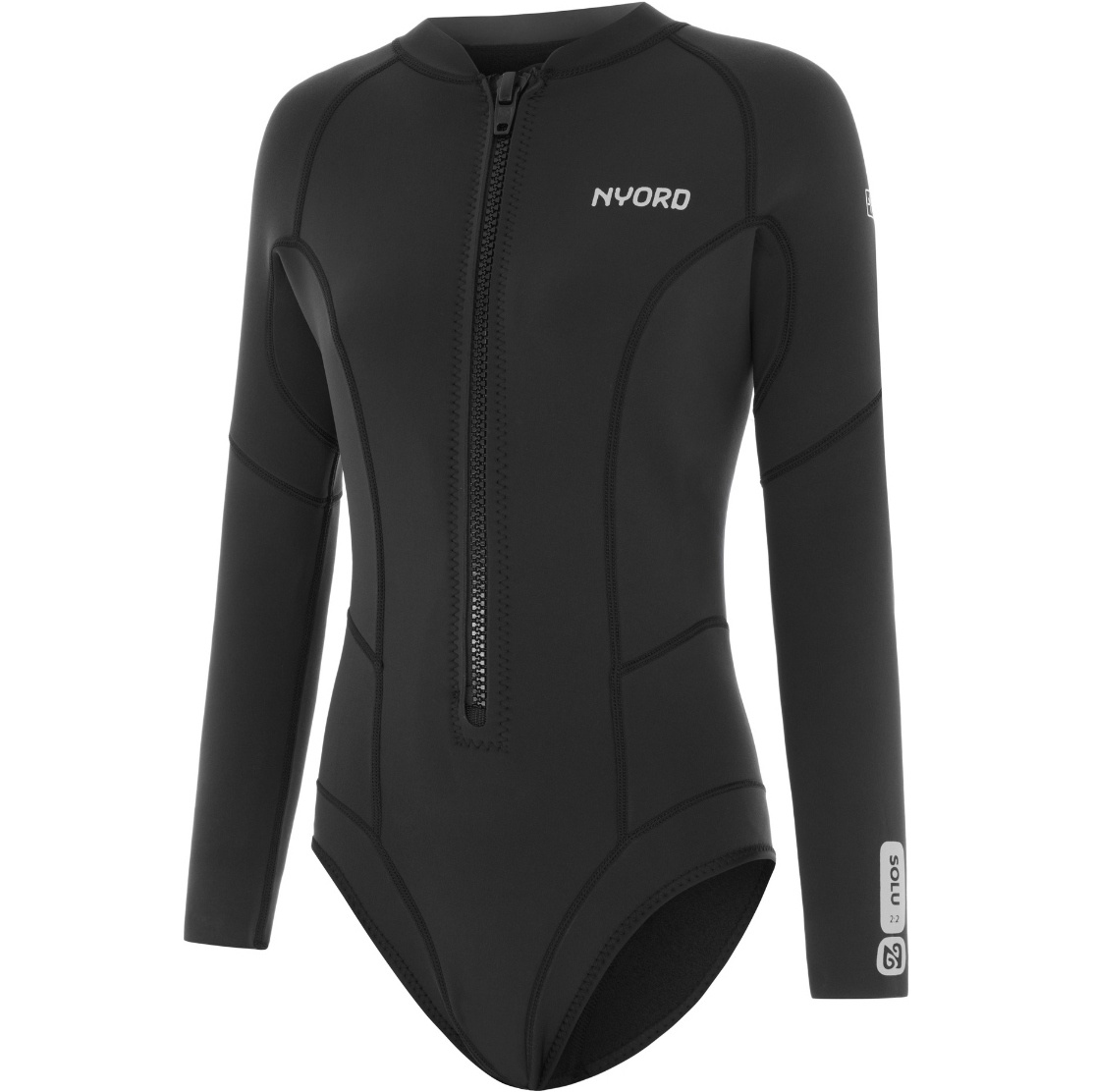 2025 Nyord Womens Solu Yulex 2/2mm Long Sleeve Front Zip Spring Shorty Wetsuit SOLWHL22001-BLK - Black